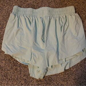 Sky Blue Elastic Waist Shorts